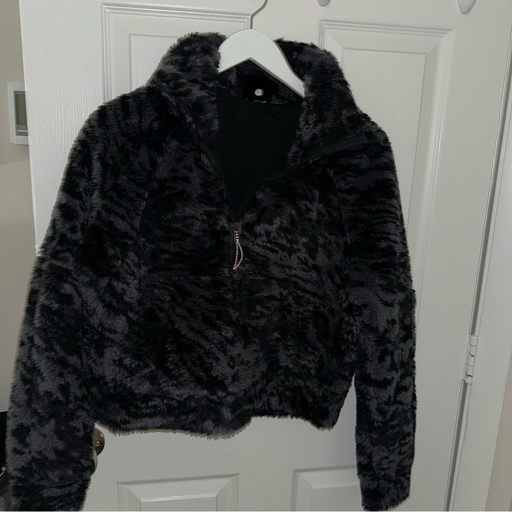 Gray and Black Fuzzy Scuba Sweatshirt